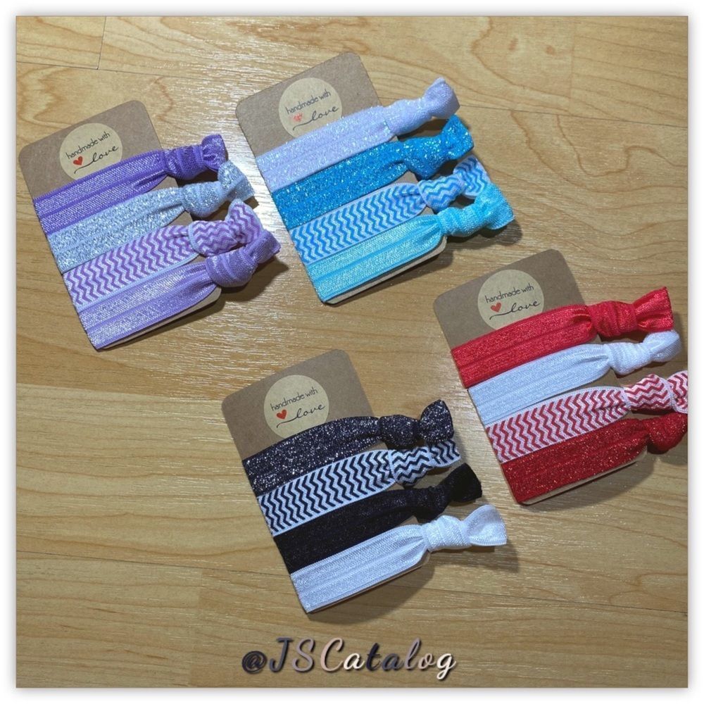 🌸 Handmade Chevron No-Crease Hair Ties 4PACK